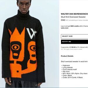 Walter Van Beirendonck Skull Knit Oversized Sweater  Size Small